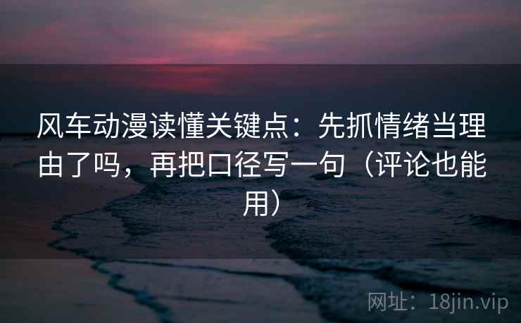 风车动漫读懂关键点:先抓情绪当理由了吗,再把口径写一句(评论也能用)