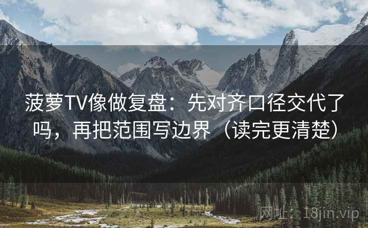 菠萝TV像做复盘：先对齐口径交代了吗，再把范围写边界（读完更清楚）